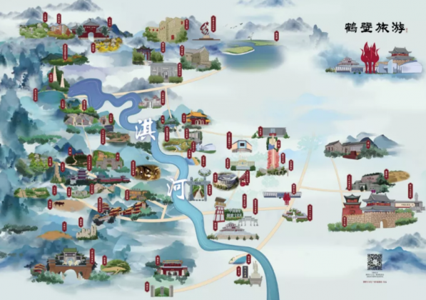 鹤壁市全域旅游手绘地图设计
